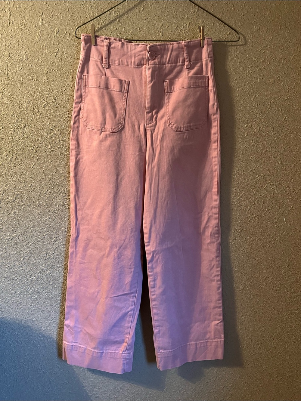 bagatelle light pink cotton Wide Leg Trousers with Front Patch Pockets